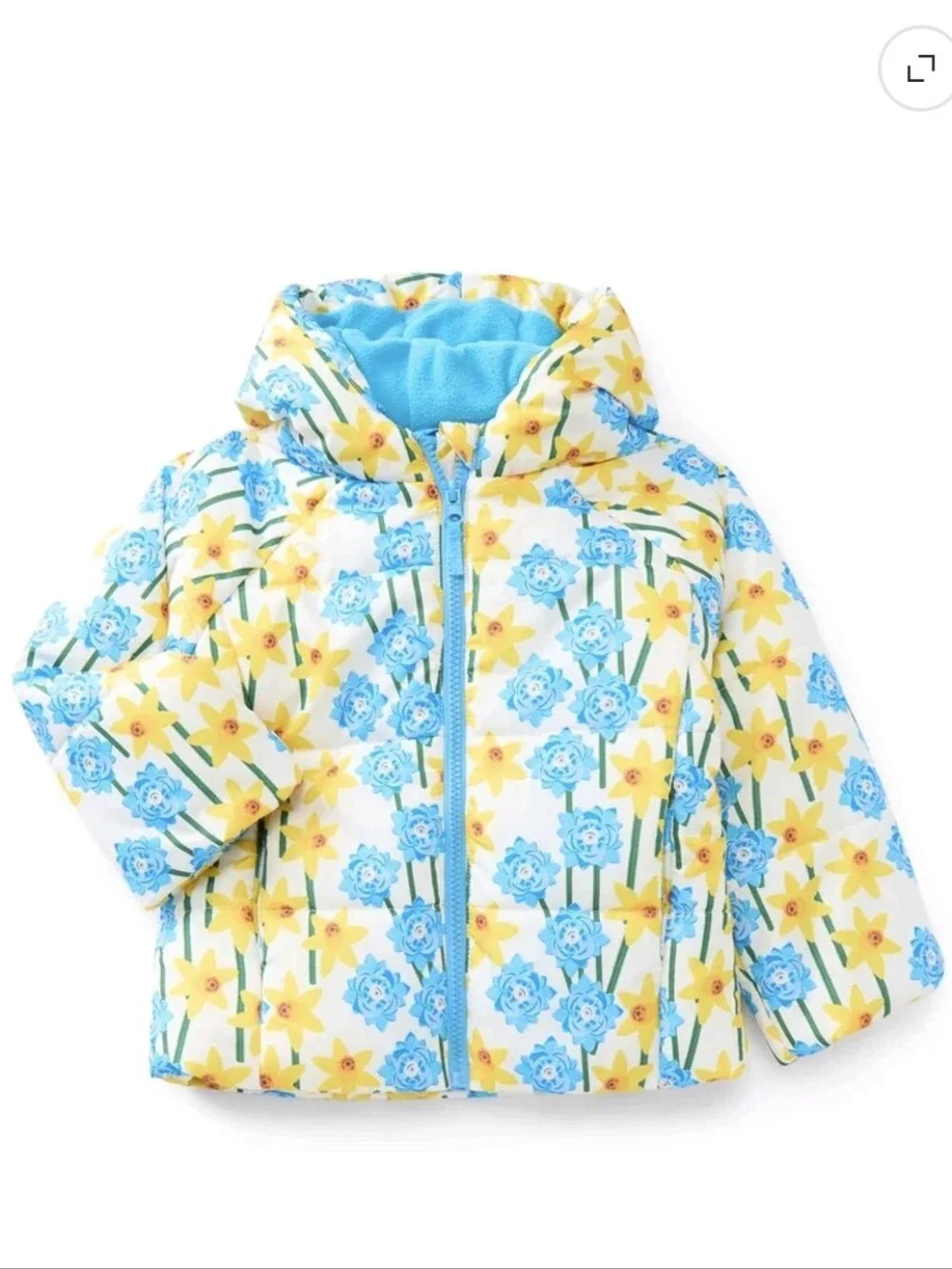 LEGO Botanicals Toddler Girl Puffer Jacket. NWT 5T. Yellow And Blue Lego Flowers